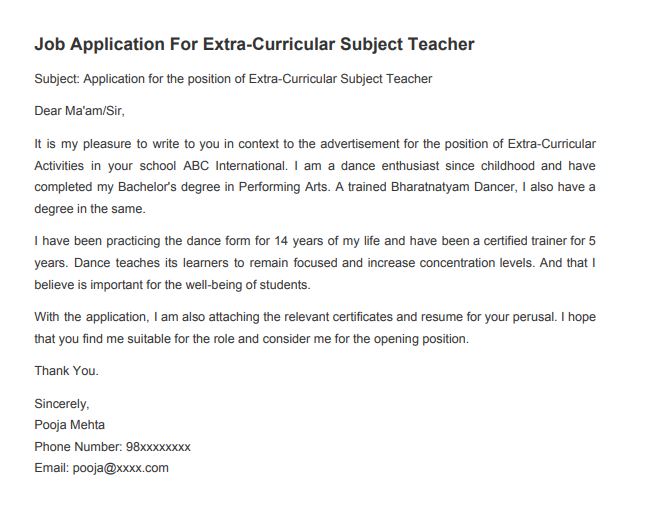 application letter for teaching job as a beginner