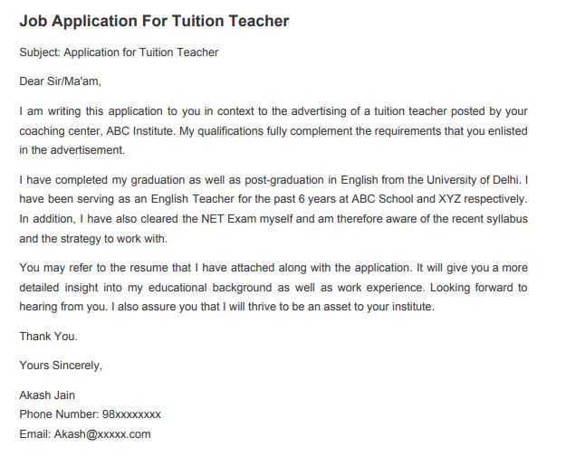 application letter for a teaching vacancy in kenya